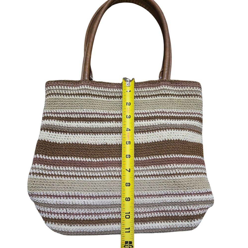 Beachy Knit Y2K Coastal Grandma 90s Earthy Boho Striped Slouchy Hobo Tote Bag - Picture 7 of 9